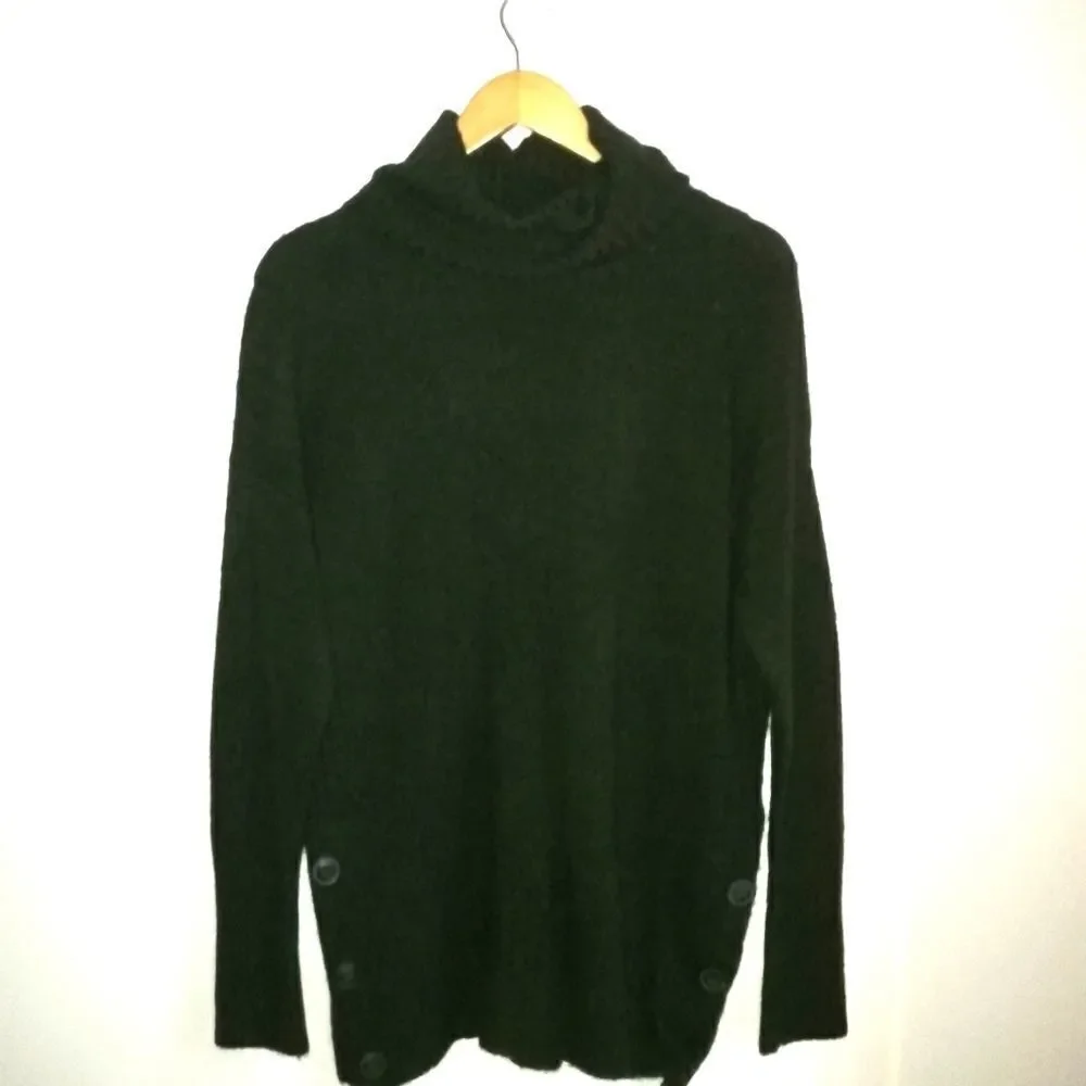 𝅺TAHARI Forest Green Warm Wool Turtleneck Knitted Sweater Size Medium - Picture 2 of 13
